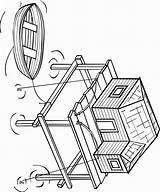 Stilt House Coloring Clip Fishery Kleurplaat Pages Vector Clipart  sketch template