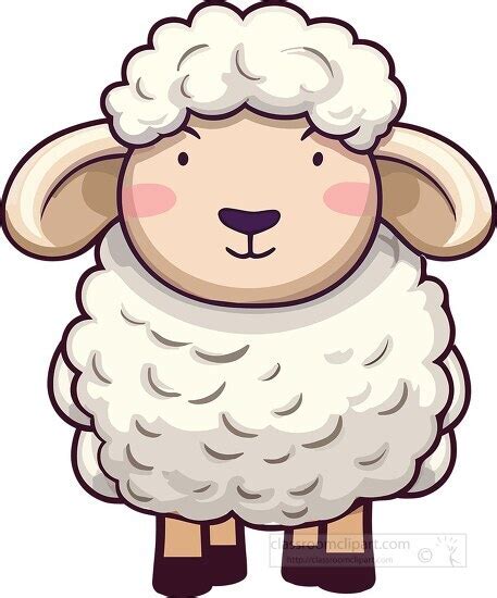 Sheep Clipart-cartoon sheep with a white face and pink cheeks clip art