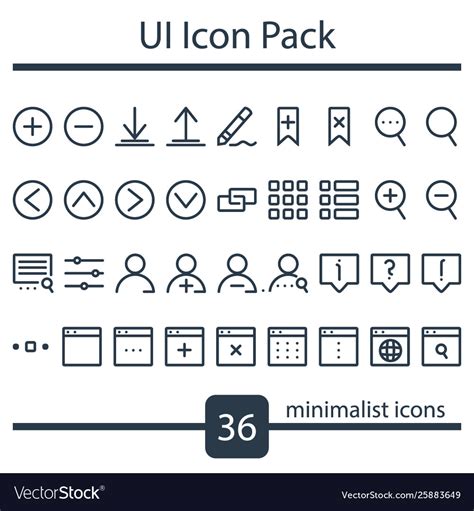 Minimalist set ui icons Royalty Free Vector Image