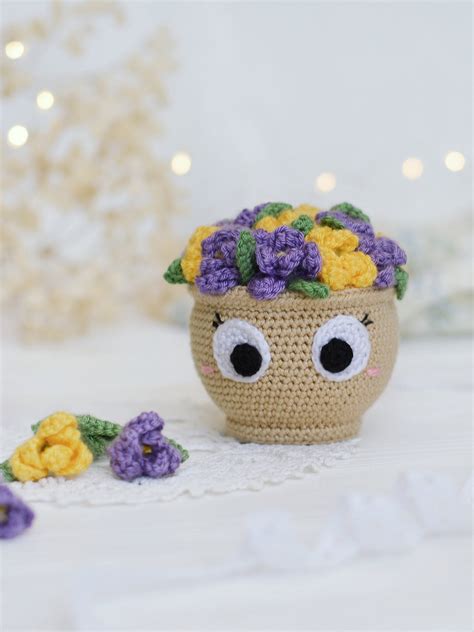 Crochet Pattern Flower Basket PDF file amigurumi tutorial | Etsy