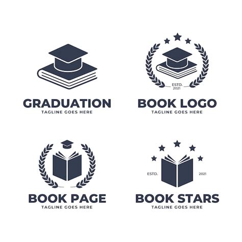 Free Vector | Collection of monochrome flat design book logo