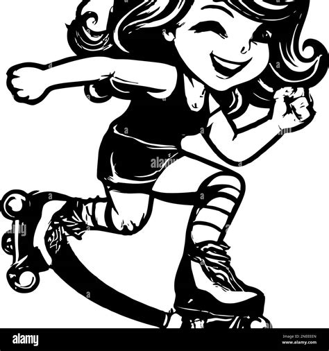 Girl On Skates 2D Vector Illustration. Handmade vector art Stock Vector Image & Art - Alamy