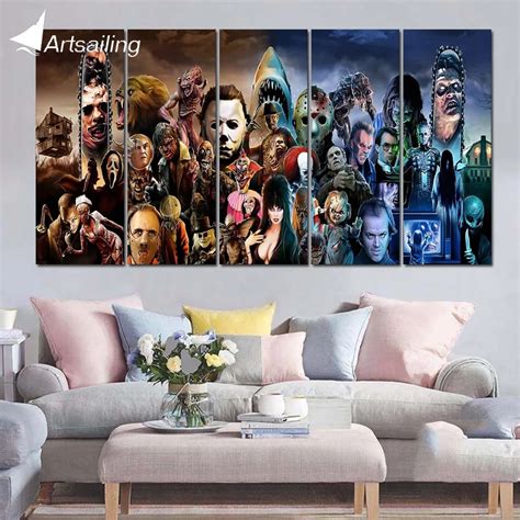 posters and prints 5 Piece horror movie film charactors Painting wall ...