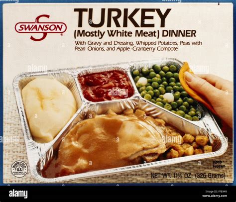 TV DINNER, 1985. /nPackaging for Swanson's turkey TV dinner, 1985 Stock ...