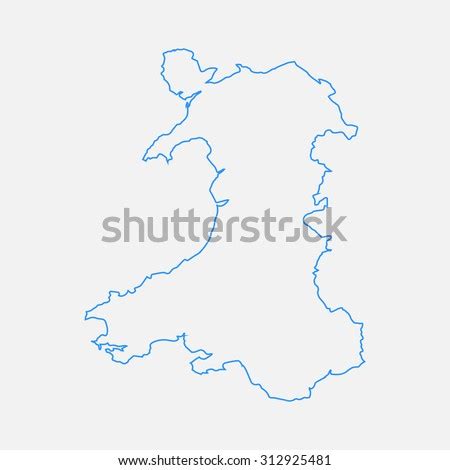 Wales outline map, stroke. Line style. Vector EPS8 - stock vector