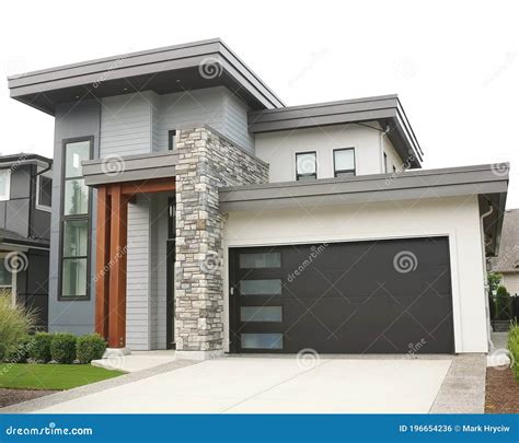 House Residence Exterior Home Modern Gray Siding Stock Photo - Image of ...