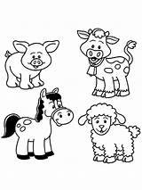 Easy Farm Animals coloring Page sketch template