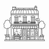 Enjoy Coloring A Paris Cafe Scene  Page sketch template