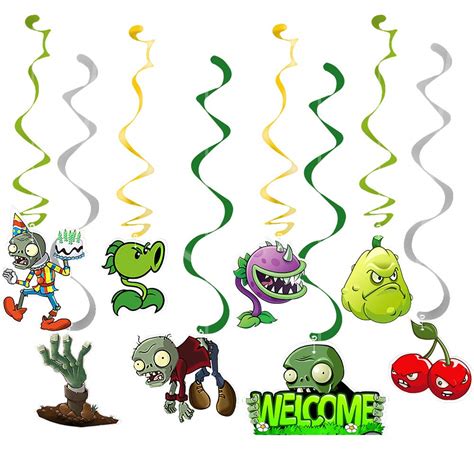 Buy Col-party s VS Zombies Hanging Swirls with 8 Different PVZ Patterns for VS Zombies Birthday ...