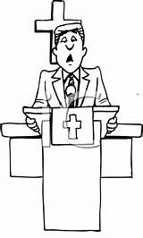 Coloring Preacher Cartoon Preaching Podium Man Vector Drawing Outline  sketch template