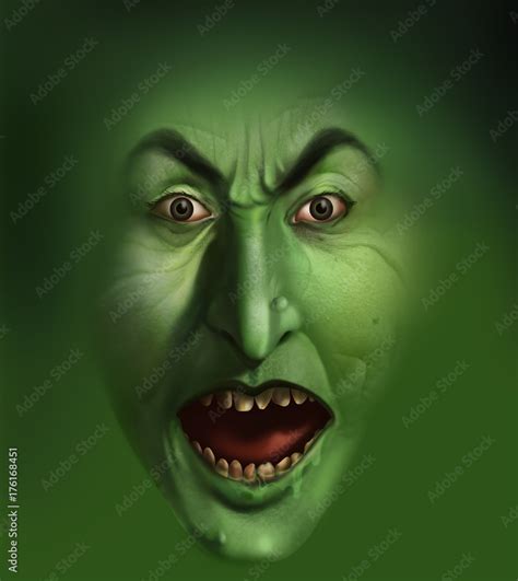 Green witch face Stock Illustration | Adobe Stock