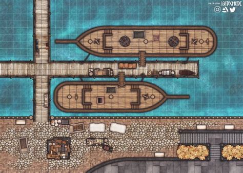 35 x 25 Docks : battlemaps | Fantasy city map, Dungeon maps, Pathfinder maps