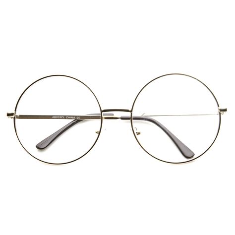 Vintage Era Super Large Round Circle Metal Clear Lens Glasses 8714 from ...