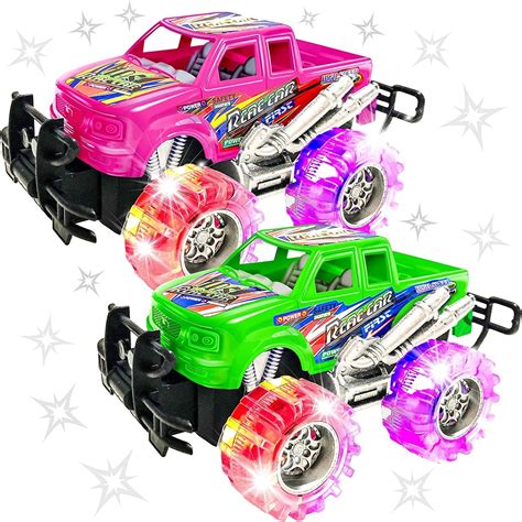 Pink and Green Light Up Monster Truck Set for Boys and Girls, Set Incl · Art Creativity