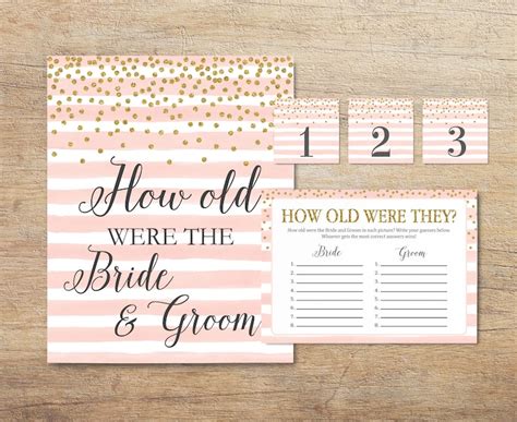 How Old Were They Game Guess Bride and Groom Age Printable | Etsy