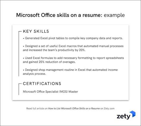 Resume On Skills In Microsoft Office - Resume Example Gallery
