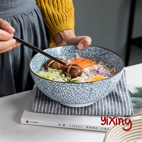 8 Inch Japanese Ramen Bowl Ceramic Noodle Bowl Stripe Design | Etsy