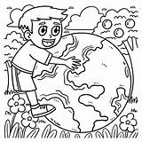 Premium Vector  Earth Day Child Embracing coloring Page sketch template