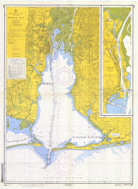 Mobile Bay Map Alabama Historical Chart 1958 Nautical Chart Print - Etsy