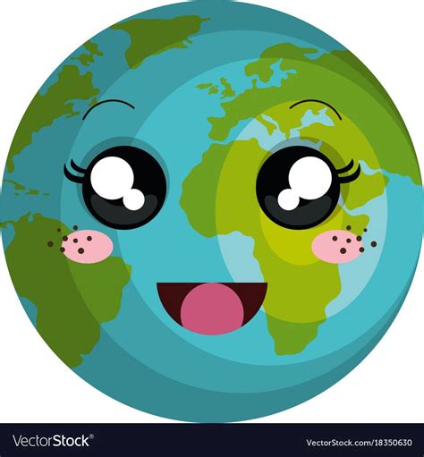 Planet earth kawaii character Royalty Free Vector Image | Planet for kids, Rainbow cartoon, Planets