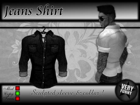 Second Life Marketplace - *[VF]* Shirt Jeans Sculpted Black