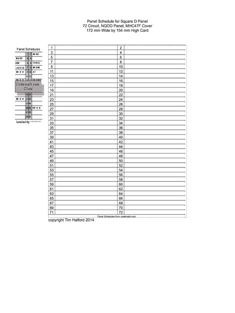 Square D Panel Schedule Template Excel | TUTORE.ORG - Master of Documents