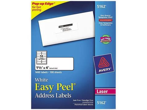 Avery 5162 Easy Peel Laser Address Labels, 1-1/3 x 4, White, 1400/Box - Newegg.ca