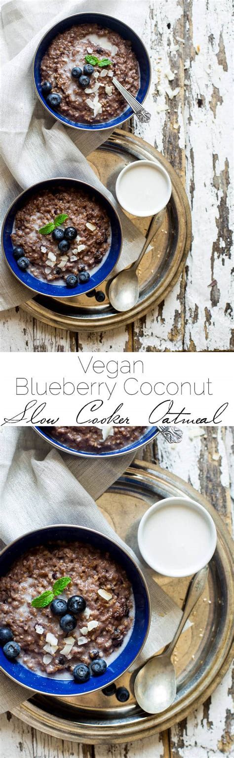 Coconut Blueberry Slow Cooker Oatmeal {Vegan} | Food Faith Fitness