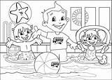 Swimming Pool Kids Cute Coloring Pages Sketch Page sketch template