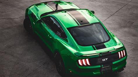 Ford Mustang Boss 302, racing stripes, car, green, photography, high angle, green cars, Ford ...