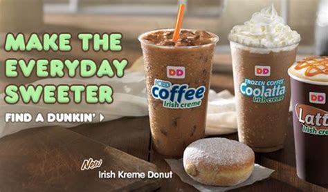 Irish Creme Donut and Drinks Available At Dunkin' Donuts for a Limited ...