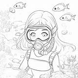 Snorkeling coloring page – Coloring Corner sketch template