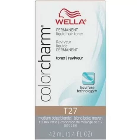 Wella Color Charm Liquid Permanent Hair Color Toner - T27 - Med Beige - 1.4oz - Beauty Depot