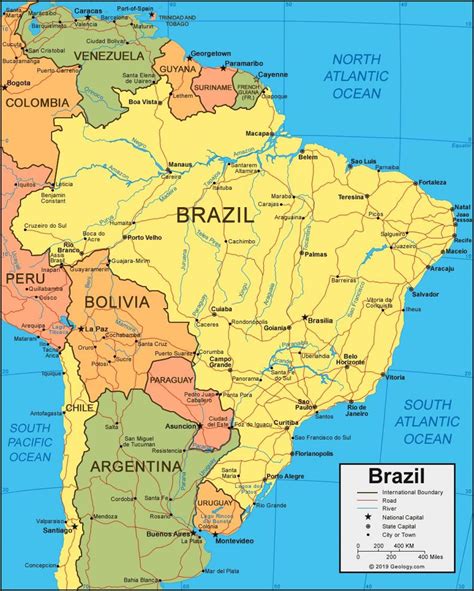 Brazil cities map - Cities of Brazil map (South America - Americas)