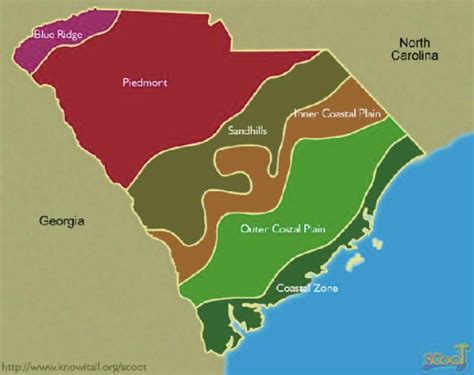 The 6 Land Form Regions are Blue Ridge, Piedmont, Sandhills, Inner ...