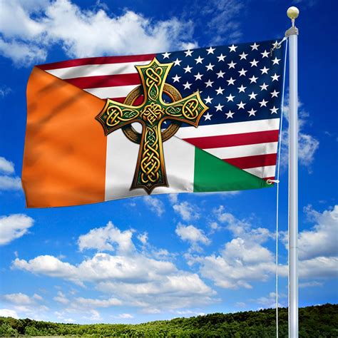 Irish Celtic Knot Cross St. Patrick’s Day Ireland American Grommet Flag ...