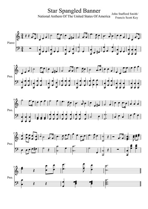 Star Spangled Banner Sheet Music Piano by OtakuKonami on DeviantArt