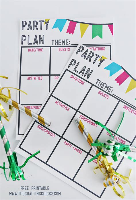 Party Plan Printable - The Crafting Chicks