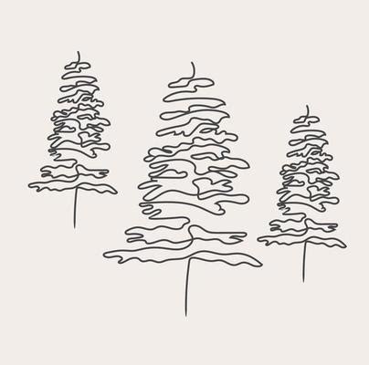 Pine Tree Line Drawing Vector Art, Icons, and Graphics for Free Download