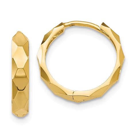 Buy 14k Solid Gold Diamond Cut Hoop Earrings | APMEX