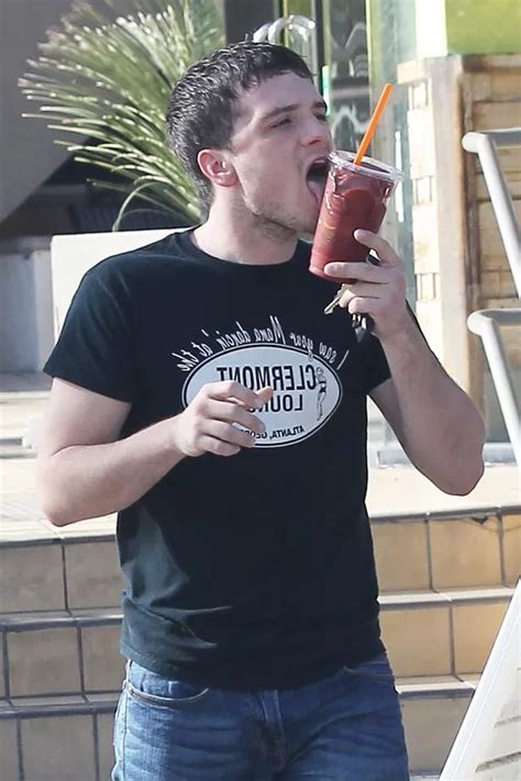 The Smoothie Games! Actor Josh Hutcherson licks a fruit drink on day ...