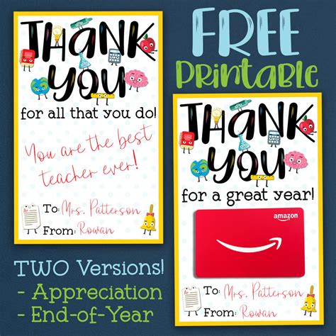 Free Printable Teacher Appreciation Notes - Printable Form, Templates ...