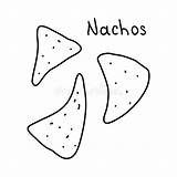 Mexican Corn Chips Nachos Or Tortilla Doodle Style Flat Vector  sketch template