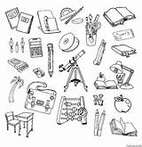 School Supplies Coloring Page » Turkau sketch template