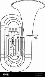 Easy coloring Cartoon Vector Illustration Of A tuba Isolated On White  sketch template
