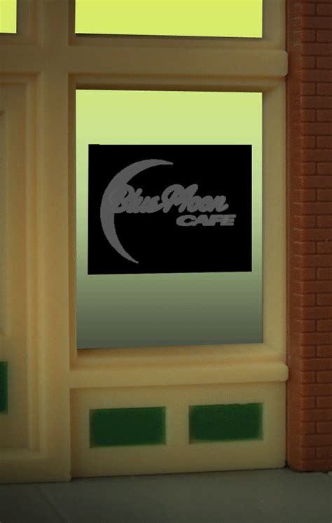 8960 Blue Moon Cafe window sign by Miller Signs – Lights4Models