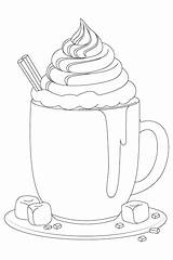 Cocoa Coloring Mug Template Crafts Chocolate Winter Printable Choose  sketch template