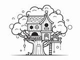 Fun Tree House Coloring Sheet  Page sketch template