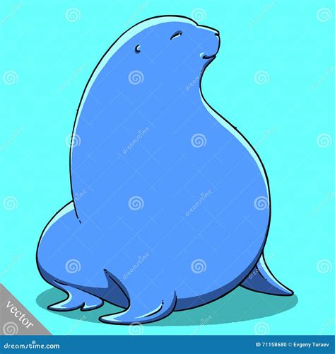 Funny Cartoon Cute Fat Navy Seal Vector Illustration Stock Vector ...