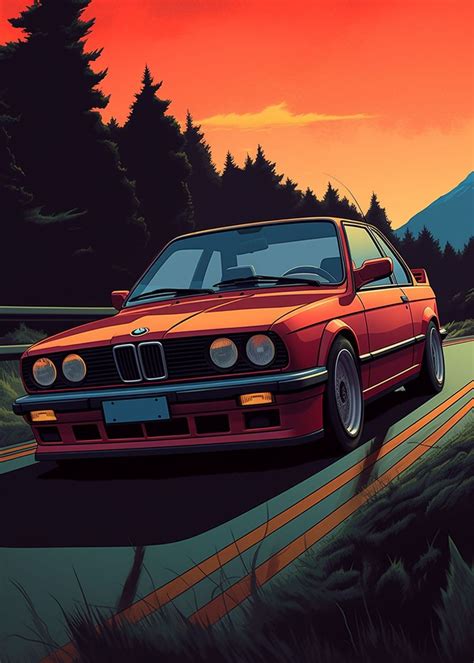 'Vintage cartoon BMW E30 M3' Poster by GabrangerLT Merkys | Displate